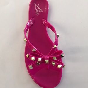Jelly Flat Flip flop Thong studded Bow Sandal